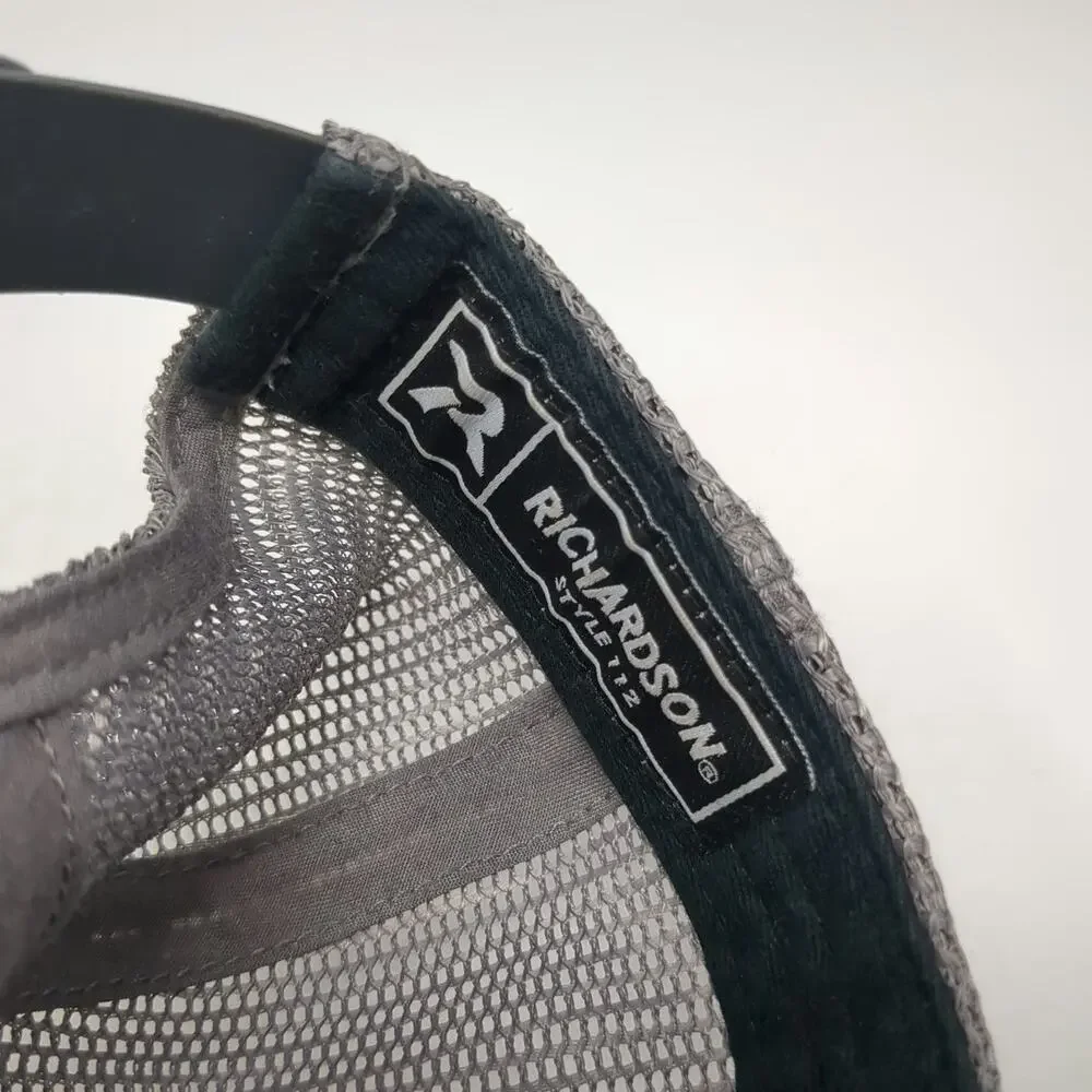 Richardson Trucker Hat Black One Size Sawtooth USA Mountain Logo Mesh Snapback